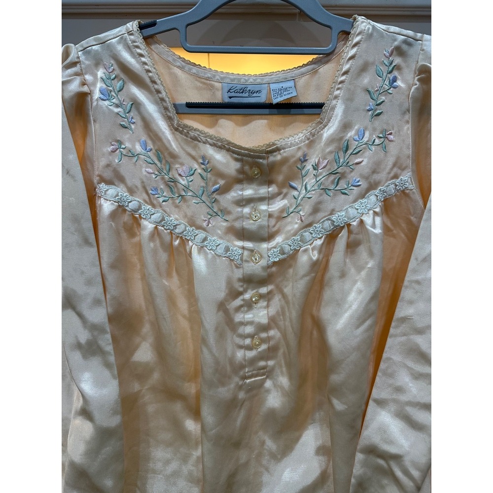 kathryn silky peach nightgown with embroidery 8